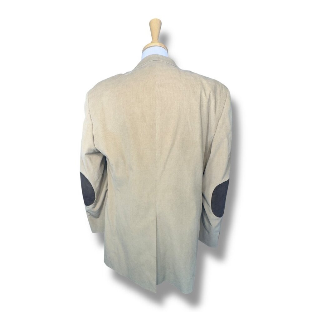 Lauren Ralph Lauren Beige Blazer W Paisley Lining & Elbow Patches Men 42L Cotton - Picture 2 of 12